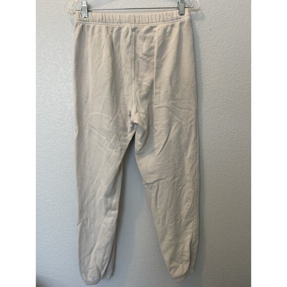 Mate The Label Organic Fleece Jogger Pocket Sweatpants Bone Ivory S Women $128 - Picture 5 of 11